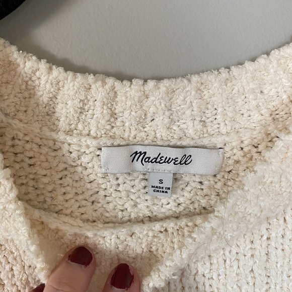 Madewell Knit Fringe Sweater, White, Size S - Picture 3 of 4